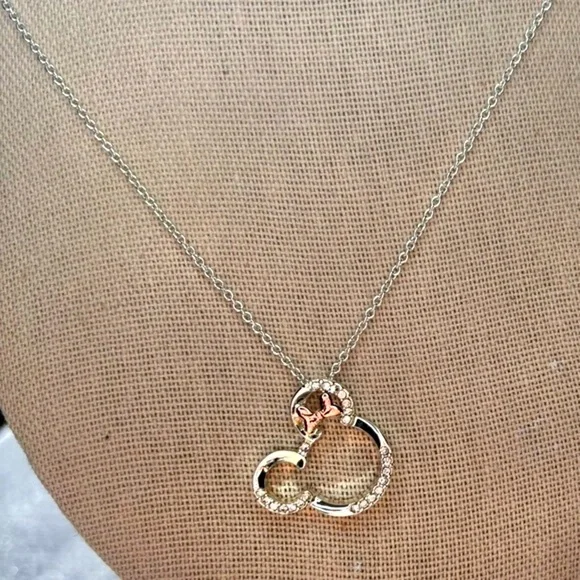 Disney Minnie Mouse Heart Pendant Necklace silver, and rose gold - Picture 3 of 7
